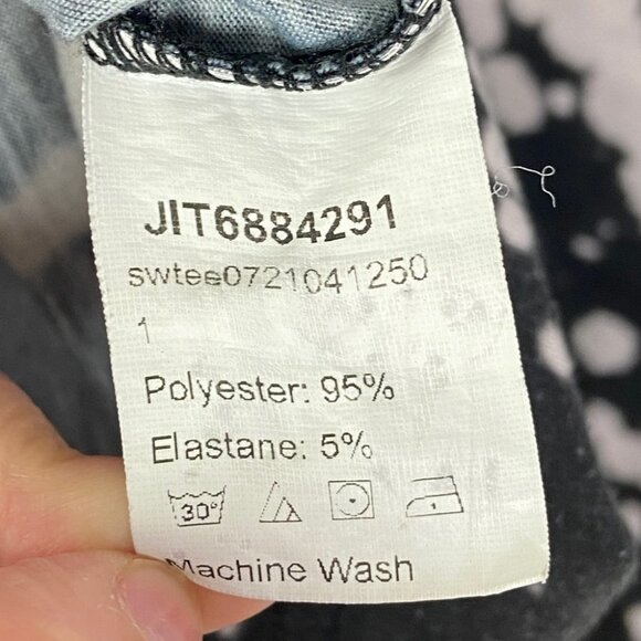 Shein Stay True Yourself Paint Splatter Tie Dye Oversized‎ Tee Black Top Size 6 - Picture 7 of 8